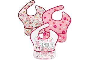 CIVARUA KIDS 3 Pack Waterproof Baby Bib for Eating, Mess Proof Feeding Bibs with Large Food Catcher, Travel Feeding Bibs