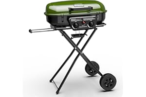 BRANDMAN GRILLS SINCE 1987 Brand-Man Portable Gas Grill, Propane Standup Grill with Folding Cart & Push-Button Ignition, Ideal for Camping, Tailgating, BBQ, Backyard, Patio & More