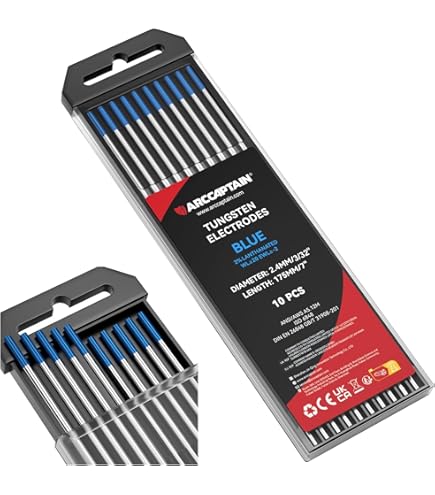 TEN-HIGH Lot Électrodes Tungstène TIG 2,4x150mm - 5 Alliages Différents (Pur, Cérium, Lanthane, Thorium) - Soudage AC/DC