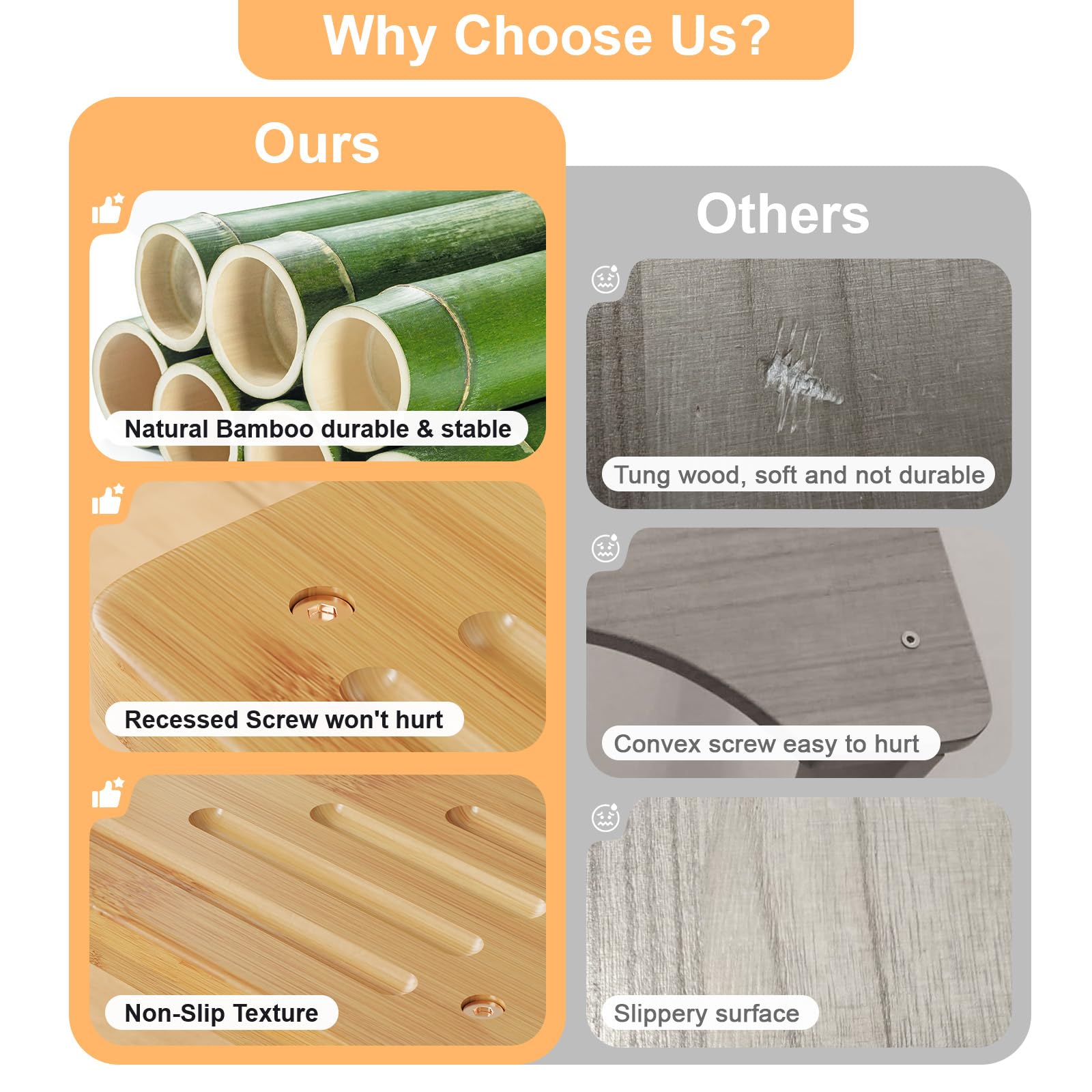 Bamboo Toilet Stool, Wooden Squatting Potty Stool for Adults, 7 Inch Toilet Stool Squat Adult, Non-Slip Wood Poop Stool for Bathroom, Portable Toilet Foot Pooping Steps for Kids