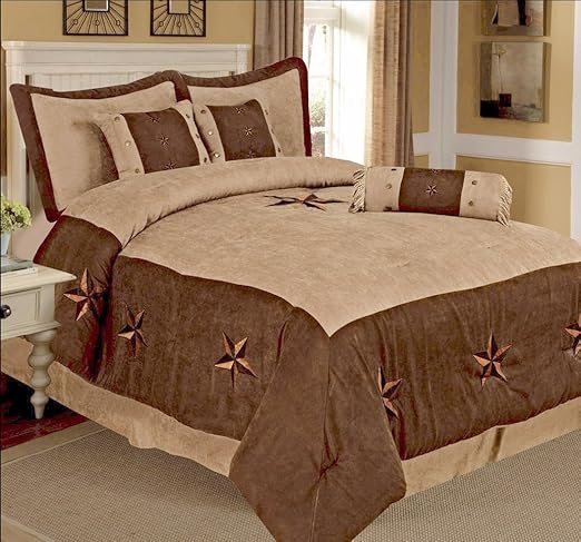 Amazon Com 7 Pieces Western Lodge Oversize Comforter Set Taupe