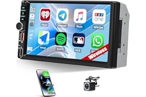 SIXTOP Double Din Wireless Apple CarPlay Android Auto Car Stereo Radio with Bluetooth 7 Inch Touch Screen, FM, Video Output, 