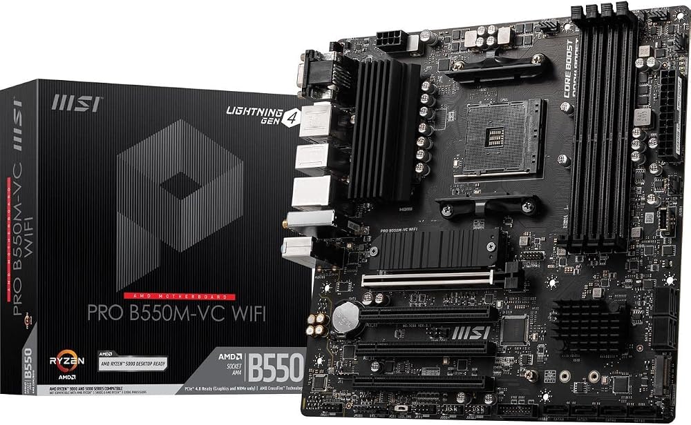 MSI PRO B550M-VC WiFi Motherboard AMD AM4 DDR4 PCIe 4.0 M.2 mATX