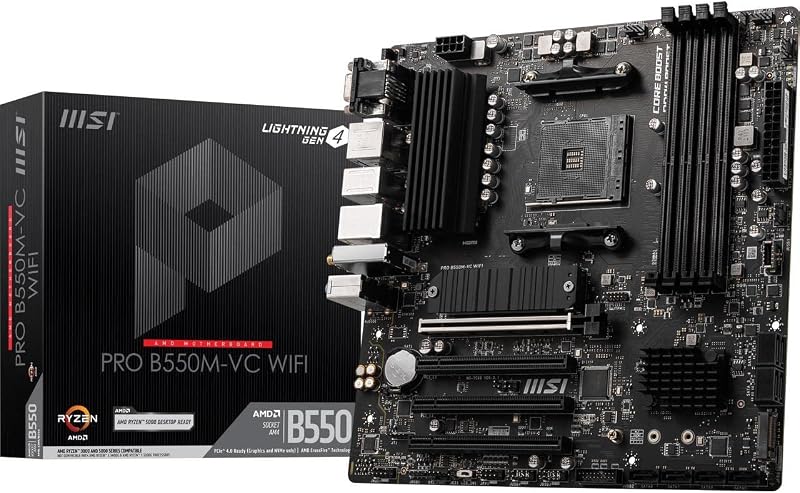 MSI PRO B550M-VC WiFi Motherboard AMD AM4 DDR4 PCIe 4.0 M.2 mATX