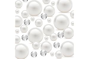BYMORE 300Pcs Floating Beads for Vases, Highlight No Hole Pearls Vase Filler for Floating Candles Centerpieces, DIY Wedding, Birthday, Anniversary, Christmas Home Decor (White)