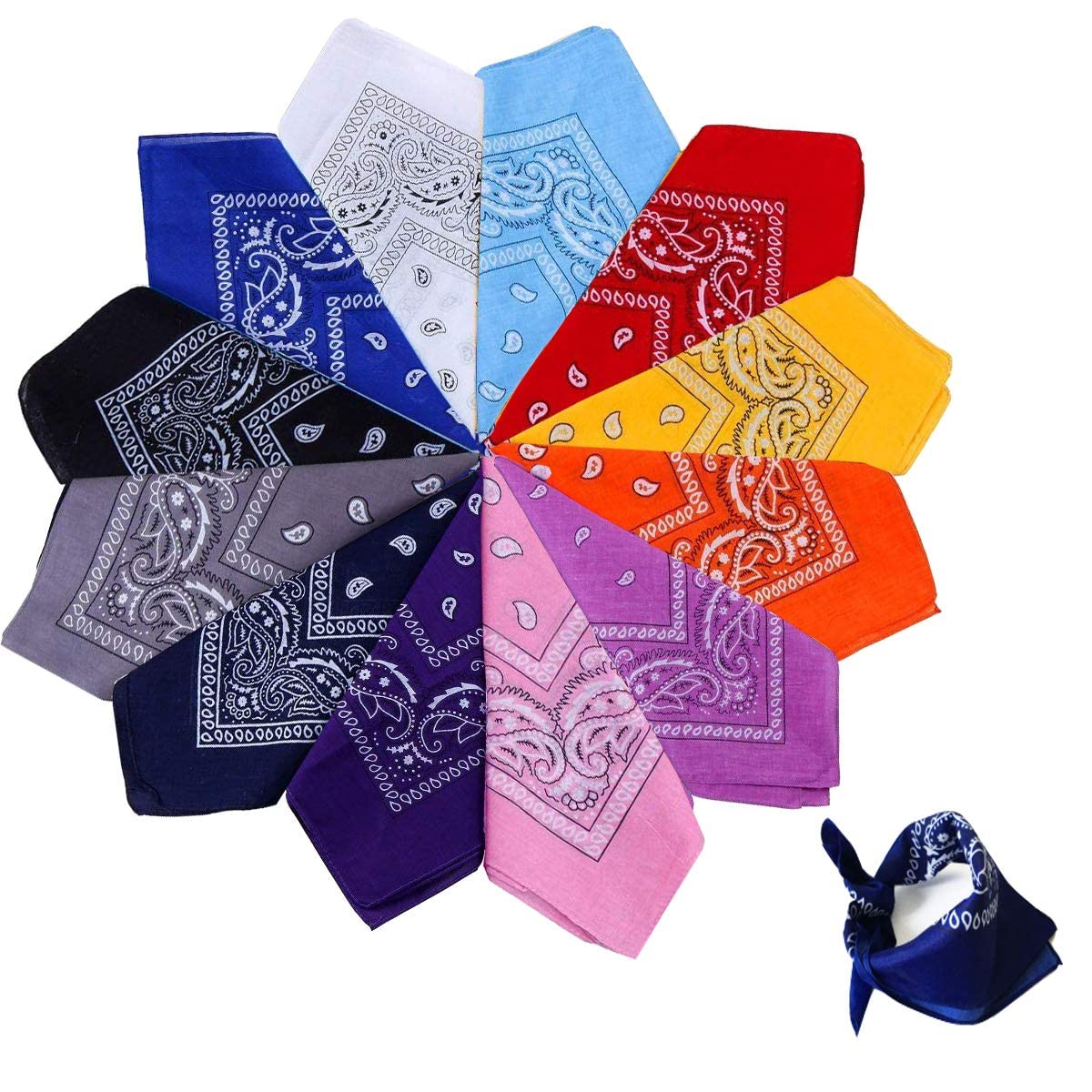 XUTONG 12PCS Bandanas Scratched Handkerchief Unisex, Hair Headband, Neck Scarf Cycling Cowboy， bandanas for men and Women
