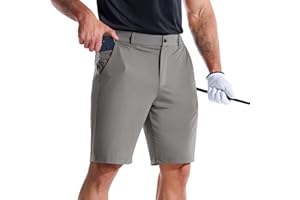 BROKIG Men's LightArmor Golf Shorts with Zipper Pocket 9" Inseam Stretch Quick Dry Work Dress Shorts for Casual