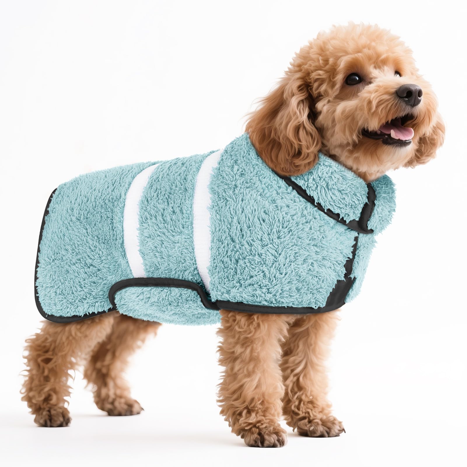 Photo 1 of Bienbee Dog Bathrobe, Quick Drying Super Absorbent Dog Robes for After Bath, Warm Keeping Dogs Towel, Dogs Bath Supplies, Light Green S