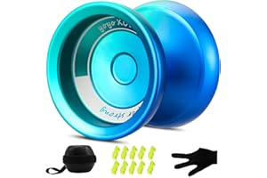 YOYOSTUDIO Yoyo Professional Unresponsive Yo Yo for Kids 8-12, Fingerspin Yoyo for Adults Kids Beginners, Metal Trick Yoyo, Pro Yo-Yo with 10 Strings, Yoyo Case and Yoyo Gloves Blue and Green