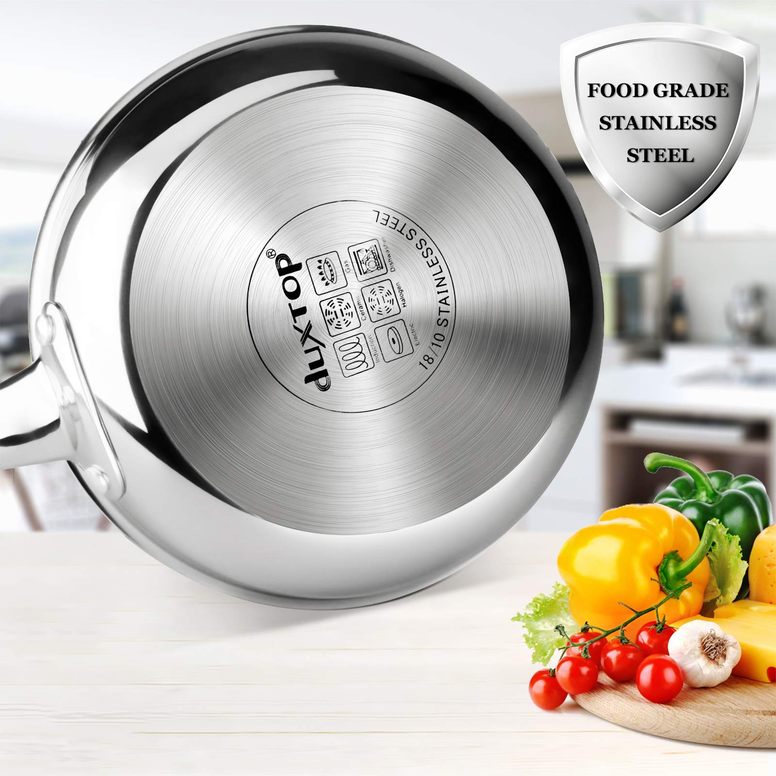 Duxtop Whole-Clad Tri-Ply Stainless Steel Stir-Fry Pan Kitchen Induction Cookware 8 Inches