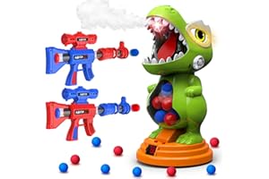 BAODLON Dinosaur Shooting Toys for Boys 4 5 6 7 8 Years Old, Movable Electronic Scoring Target Game with 2 Toy Gun, Spray & Light & Sound, 24 Foam Balls, Christmas Birthday Gift for Kids 3-5, 5-7