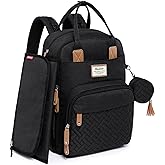RUVALINO Diaper Bag Backpack, Multifunction Travel Pack Maternity Baby Changing Bags, Large Capacity, Waterproof, Black