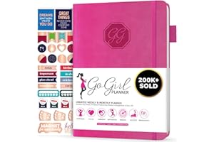 GoGirl Planner and Organizer for Women – Compact Size Weekly Planner, Goals Journal & Agenda to Improve Time Management, Productivity & Live Happier. Undated – Start Anytime, Lasts 1 Year – Hot Pink