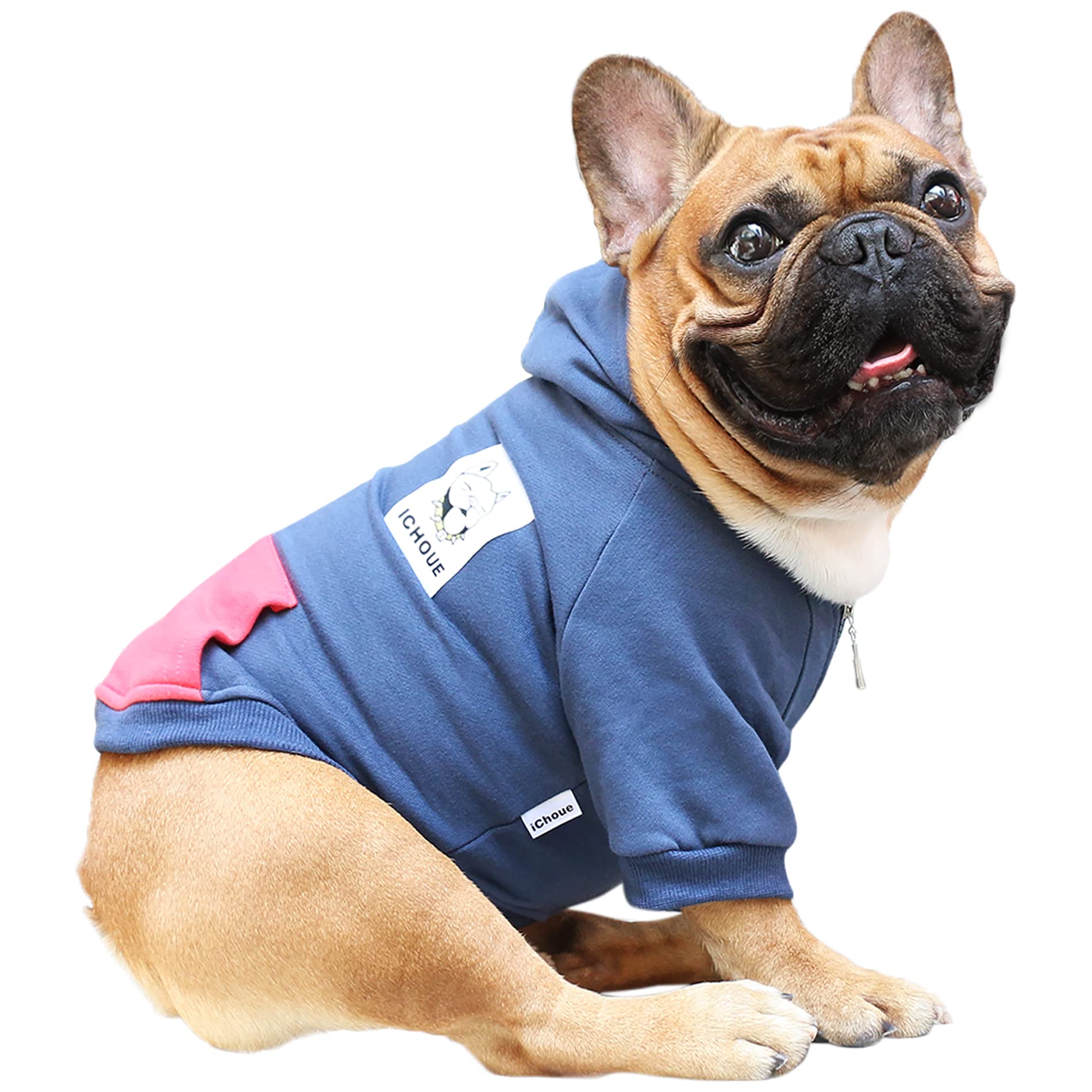 Photo 1 of iChoue I am a French Bulldog Clothes Hoodies for Dogs Puppy Frenchie Pug English Boston Terrier Bully Pitbull Sweatshirt Sweater Clothing Cold Weather Winter Coats - Navy/Medium