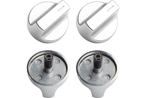 KYEKYE 4-Pack Stove Knobs & Gas Range Oven Knob W11517334 - Stainless Steel Replacement for Whirlpool WEG515S0FB0/WEG745H0FS0, Replaces W11122869/W10850033 - Durable Gas Range Knobs