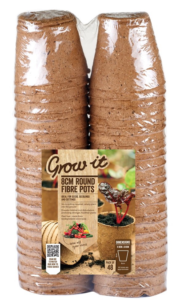 Gardman 8cm Fibre Pots Round Value Pack (Pack of 48)