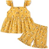 SANMIO Toddler Girl Clothes Summer Baby Girl Cute Sleeveless Tank Tops with Bow and Ruffled Shorts 2Pcs Outfits Set