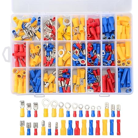 300-tlg Kabelschuhe Quetschverbinder Sortiment, Elektrische Steckverbinder Wire Terminals Crimp Connectors Spaten - 30 Größen