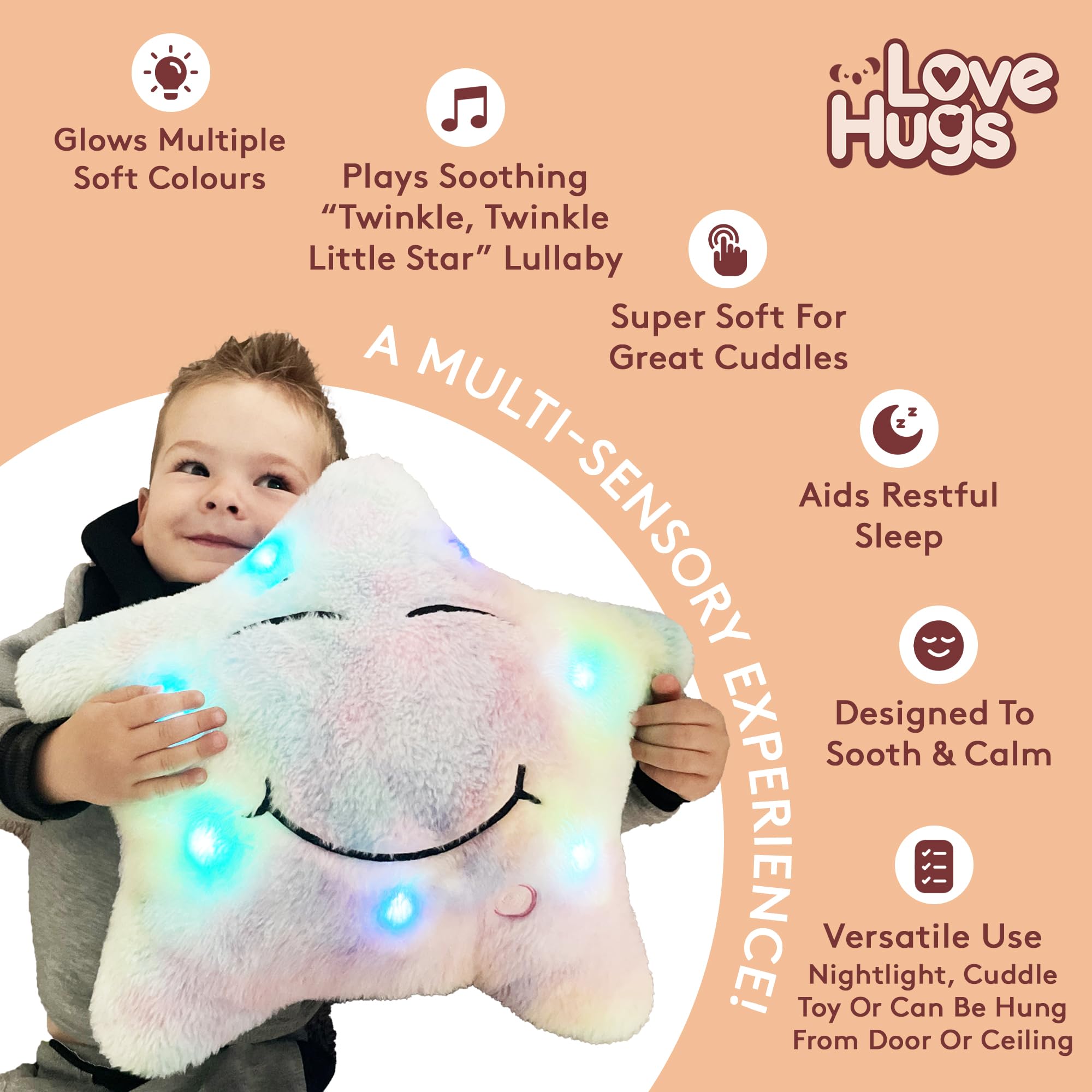LoveHugs Musical Star Plush Sensory Light Up Toys - Autism Sensory Toys - Newborn Toys - Twinkle Twinkle Little Star Sensory Toys for Autistic Children