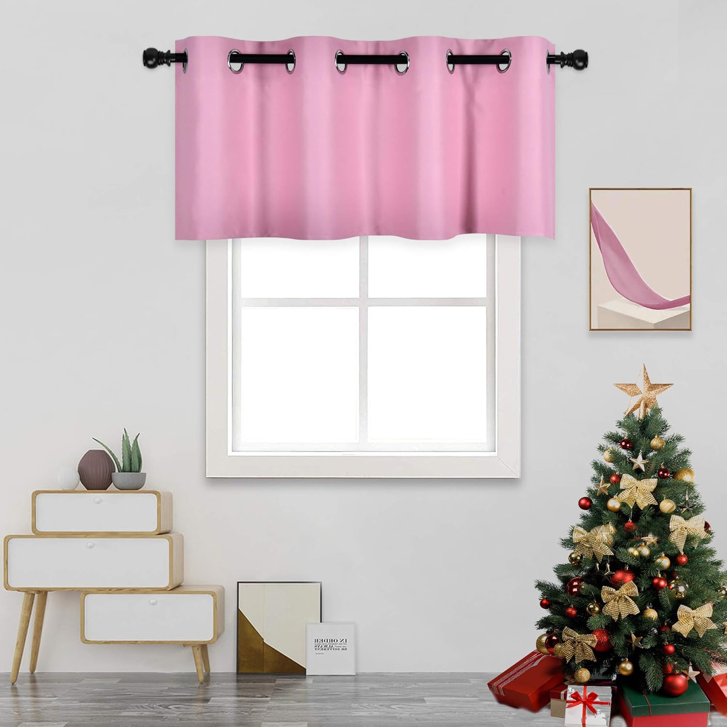 Pink Valance for Girls Room Blackout Grommet Top Valance