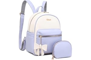 Eslcorri Mini Backpack Purse for Women - Girls Bowknot Fashion Backpack Small Leather Cute Travel Daypacks with Wallet 2-PCS Casual Ladies Convertible Shoulder Handbag - Purple