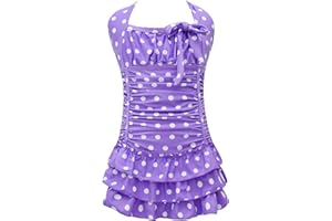 qyqkfly Polka Dot Girls Kids Bathing Suits Adjustable Swimsuits (FBA)