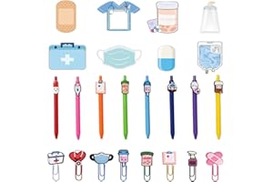 24Pcs Funny Nurse Gifts Bulk Mini Sticky Notes Cute Pens Cartoon Bookmark Nursing Student Essentials Novelty Medical Office S