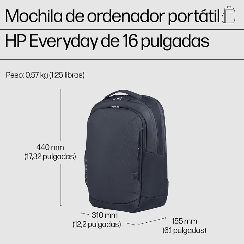 Mochila do dia a dia para portátil de 16", feita com poliéster reciclado 600D, 21L, compartimento almofadado, resistente à água, cinzento