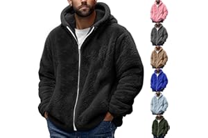 Muscularfit Mens Fuzzy Sherpa Jacket Fleece Long Sleeve Full-Zip Hooded Shirt Casual Warm Winter Jacket Coats Outdoor Fashion