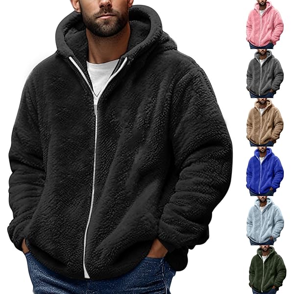 NATHGAM Men's Fuzzy Sherpa Athletic Hoodie Lightweight Fleece Warm