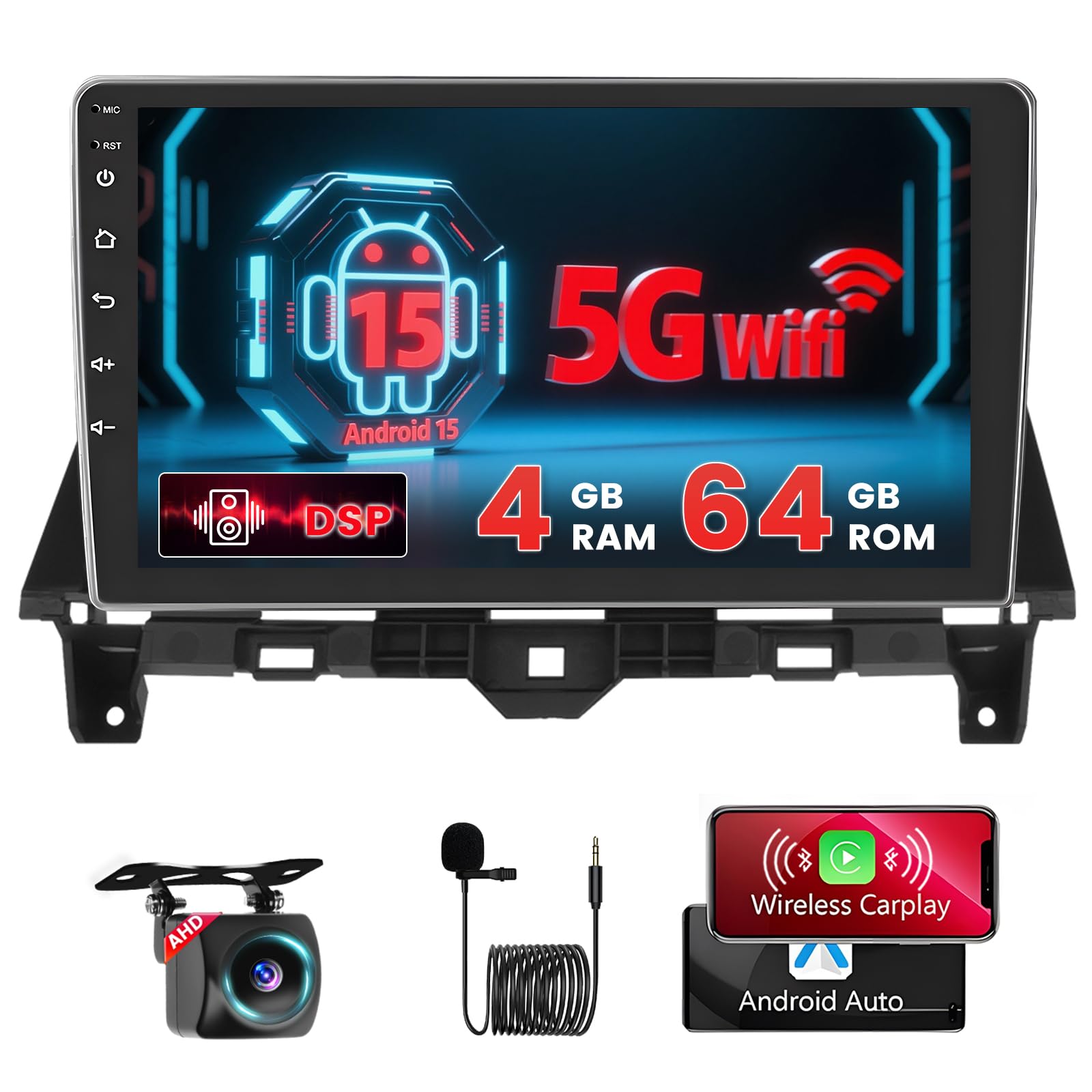 Photo 1 of 5G WiFi [4+64G] Hikity Android 15 Car Stereo for Honda Accord 2008-2013 with Wireless Carplay Android Auto, 10'' IPS Touch Screen Radio Bluetooth Mirror Link GPS SWC AI DSP/FM/RDS/32EQ Backup Cam+Mic