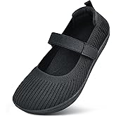 Elvora Women's Barefoot Mary Jane Flats - Wide Toe Box & Round Toe Knit Ballet Flat Shoes, Comfortable Dressy Casual Office Shoes