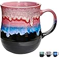 hengshukeji 600ml Large Ceramic Coffee Mug with Handle，Handmade Kiln Change Glaze Tea Cup Novelty Coffee Mug for Coffee, Tea, Milk or Other Liquid (Kiln Transformation Mug C)