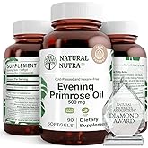Natural Nutra Evening Primrose Oil Supplement from Fatty Acid, Nerve Health, Helps Reduce Skin Blemishes, Balance Body Secretions, Promote Heart Health, Skin Clarity, 500 mg, 90 Softgels