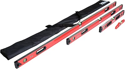 Hilka Tools 63990004 4 Pce Level Set Torpedo 24 48 72 Red Black