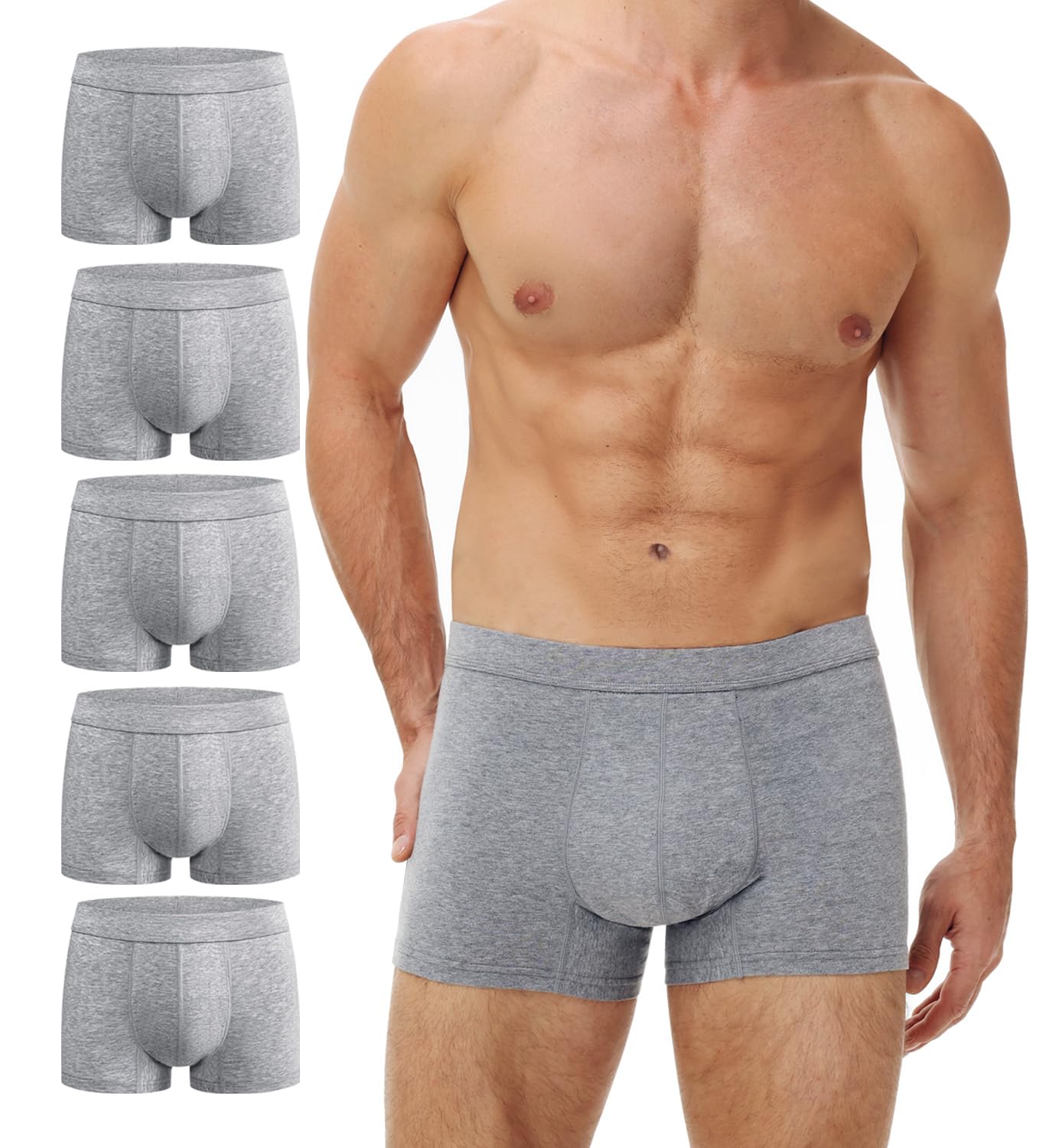 Photo 1 of BATTEWA Washable Incontinence Underwear for Men, Regular Cotton Leak-Proof Briefs with Front Absorption Area for Bladder Leak Protection 50ml.(Gray, 2X-Large, 5 Pack)