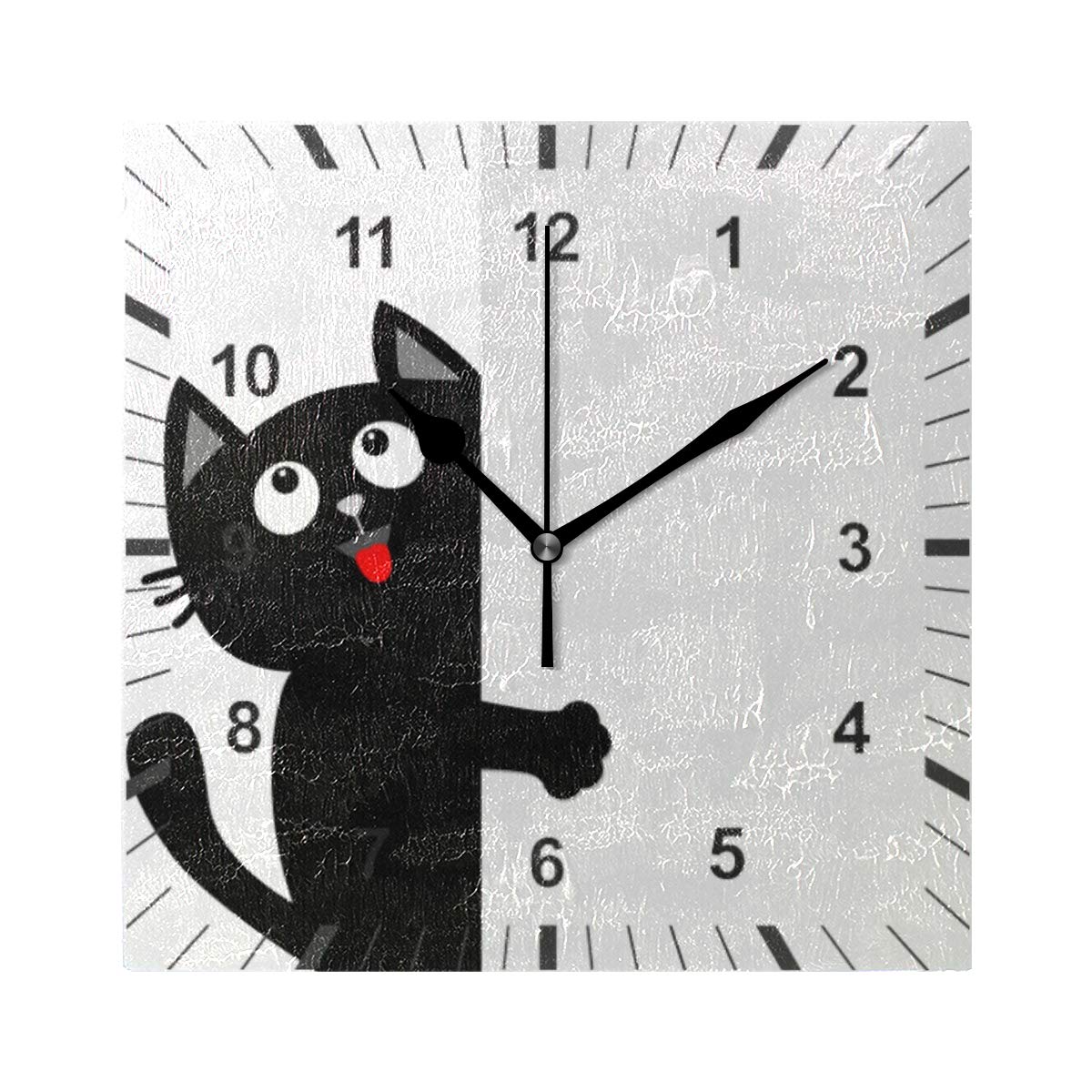 ISAOA Square Non Ticking Silent Wall Clock,Cat Wall Clock Art Decor for the Dining Room, Living Room, Bedroom, Office,School