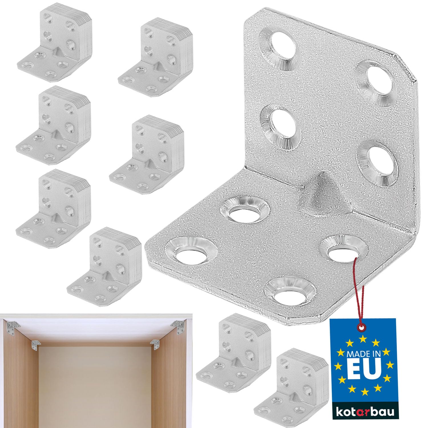 KOTARBAU - Angle Brackets 30 x 30 x 30 x 1.5 mm - Reinforced Steel Corner Brackets with Mounting Holes - Heavy-Duty Wood Connectors
