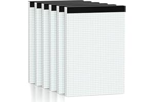 DORFAS 6 Pack Graph Paper Pad Quad Ruled, 4x4 Quad 8.5 x 11.75 Inch Grid Pad with Cardboard, White Perforations Paper with Blue Lines Graph Paper Notebook for Home, Office, School (50 Sheets per Pads)