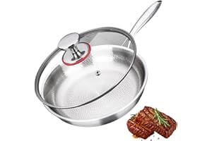 Titanium Hammered Pan Pro with Lid, Titanium Pans for Cooking, Titaniums Frying Omelette Pans Nonstick (8in)