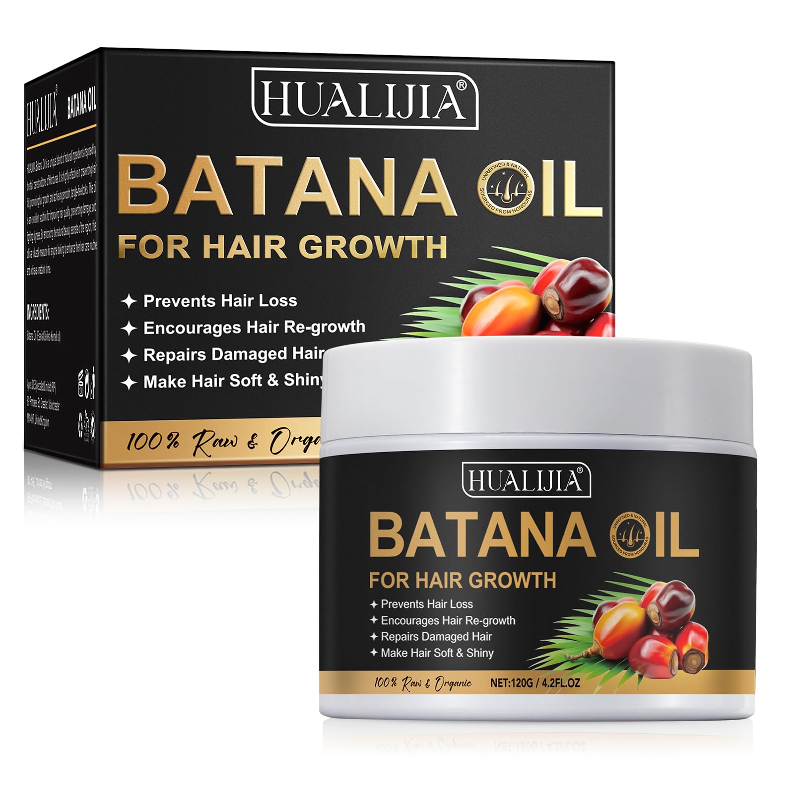 Batana Oil for Hair Growth - 100% Pure Hair Mask, Scalp Oil, Repair Damaged Hair, Nourishes Thin Scalp Skin and Loss Growth Fir, for All Types, 4.2Oz