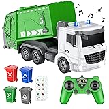 CALEST 2.4Ghz RC Garbage Truck with 4 Trash Cans, 6