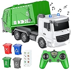 CALEST 2.4Ghz RC Garbage Truck with 4 Trash Cans, 6