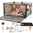 Puppy Incubator with Heating and Oxygenator-Incubator for Puppies and Kittens Pet Incubator for Puppies with Pet Bed Mat Dog Incubator for Newborn Puppies with Temperature Control (85L)