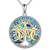 Grmdit Witch Knot/Trinity/Triple Moon Necklace S925 Sterling Silver Protection Jewelry Gifts for Women