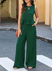 Dokotoo Womens 2 Piece Outfits Sleeveless Round
