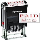 Toplusesse Paid Stamp with Date Self-Inking Date Stamp with Paid Office Rubber Phrase &amp; Date Stamp for Business 12 Years Band Red Ink