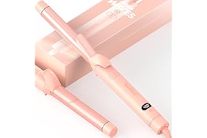 Automatic Rotating Curling Iron by BeKind Waves, 1 Inch Rotating Wand for Beach Waves, Tourmaline Ceramic, Fast Heat-up, Multiple Temps, Long-Lasting Curls, Dual Voltage (Peach)