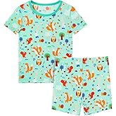EASWEET Bamboo Viscose Toddler Pajamas Sets, Kid Boy Girl Snug Fit Short Sleeve Summer Sleepwear Pjs 2pcs Set