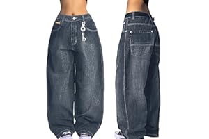 EMMIOL Woman Wide Leg Boyfriend Jeans Baggy Low Rise Y2k Trendy Vintage Denim Pants